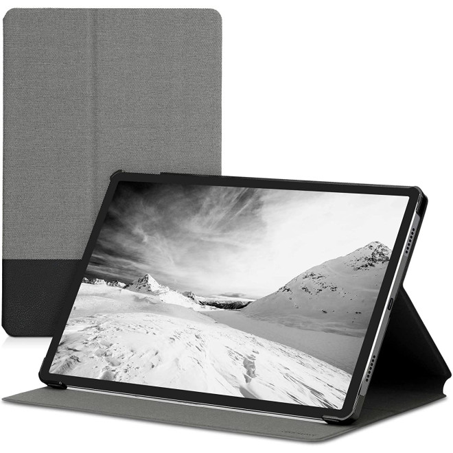 KW Θήκη Flip - Lenovo Tab P11 Pro 11.5" - PU Leather Canvas Tablet Cover with Stand - Grey / Black