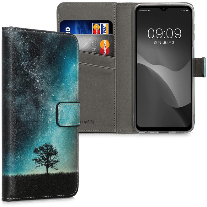 KWmobile Θήκη - Πορτοφόλι Samsung Galaxy M23 - Cosmic Nature / Blue / Grey / Black