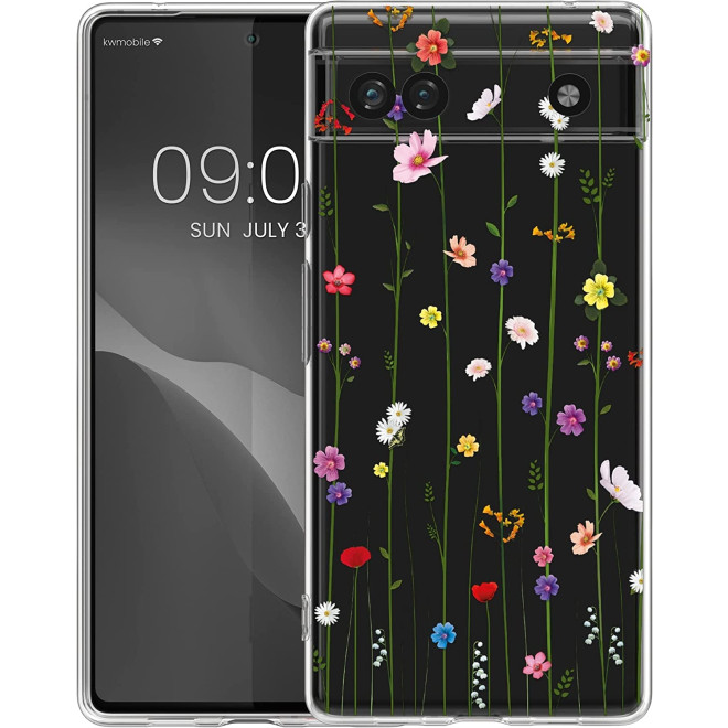 KWmobile Θήκη Σιλικόνης Google Pixel 6a - Wildflower Vines / Multicolor / Transparent
