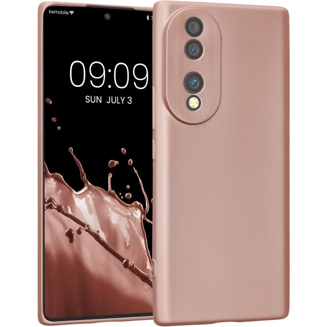 KWmobile Θήκη Σιλικόνης Honor 70 με Πλαίσιο Κάμερας - Metallic Rose Gold