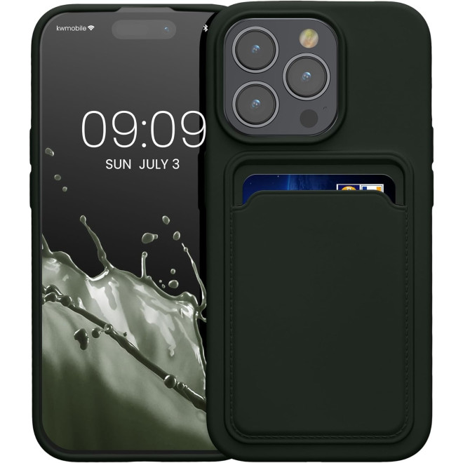 KWmobile Θήκη Σιλικόνης με Υποδοχή για Κάρτα - Apple iPhone 15 Pro - Dark Green KWmobile Θήκη Σιλικόνης με Υποδοχή για Κάρτα - Apple iPhone 15 Pro - Dark Green