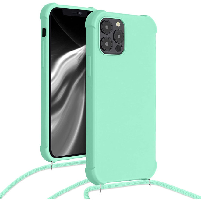 KWmobile Θήκη Σιλικόνης με Λουράκι Λαιμού Apple iPhone 12 / 12 Pro - Mint 