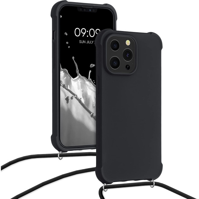 KWmobile Θήκη Σιλικόνης με Λουράκι Λαιμού Apple iPhone 13 Pro - Black