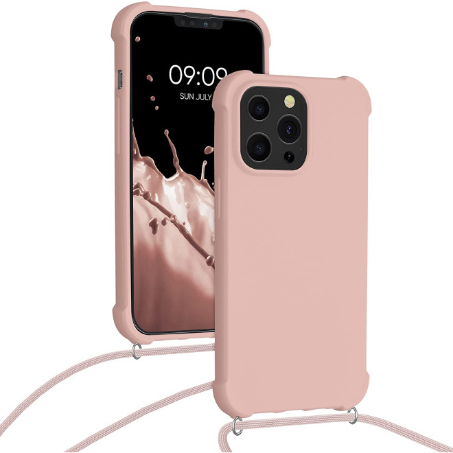 KWmobile Θήκη Σιλικόνης με Λουράκι Λαιμού Apple iPhone 13 Pro - Mother Of Pearl