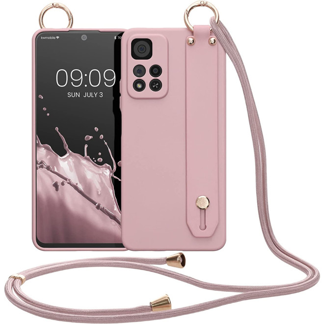 KWmobile Θήκη Σιλικόνης με Λουράκι Λαιμού και Finger Holder - Xiaomi Redmi Note 11 Pro Plus 5G - Winter Rose