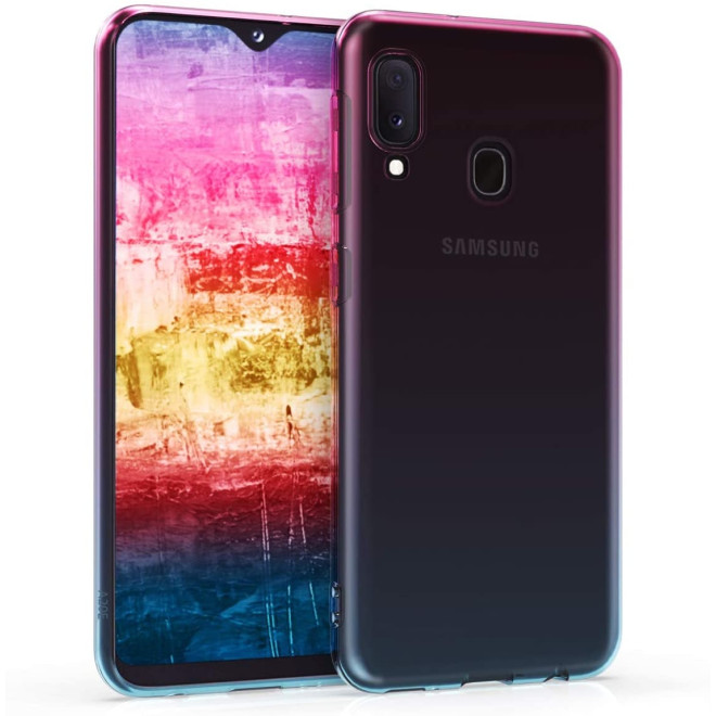 KWmobile Θήκη Σιλικόνης Samsung Galaxy A20e - Bicolor Design / Dark Pink / Blue / Transparent 