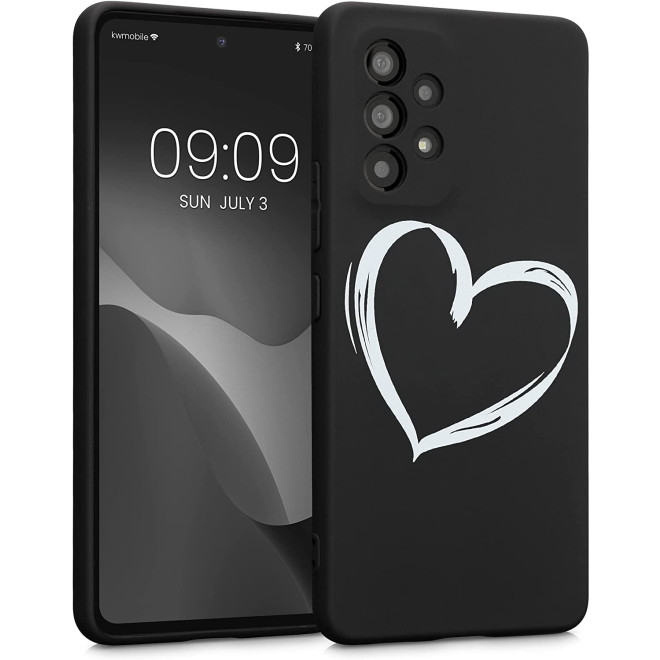 KWmobile Θήκη Σιλικόνης Samsung Galaxy A53 5G - Brushed Heart / White / Black