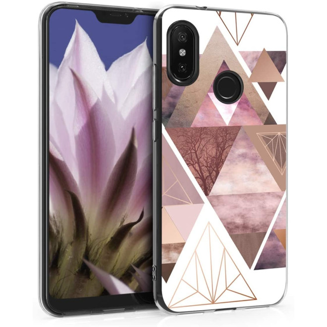 KWmobile Θήκη Σιλικόνης Xiaomi Mi A2 Lite / Redmi 6 Pro - Patchwork Triangles Pink / Rose Gold / White