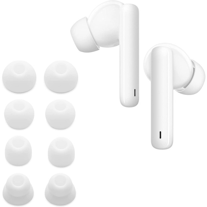 KW Σετ Προστατευτικά Eartips Σιλικόνης για Huawei Freebuds 4i - S / M / L - 4 Ζευγάρια - White