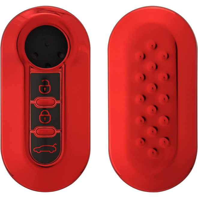 KW Θήκη Κλειδιού Fiat Lancia - Σιλικόνη - 3 Κουμπιά - Flip Key - Red High Gloss