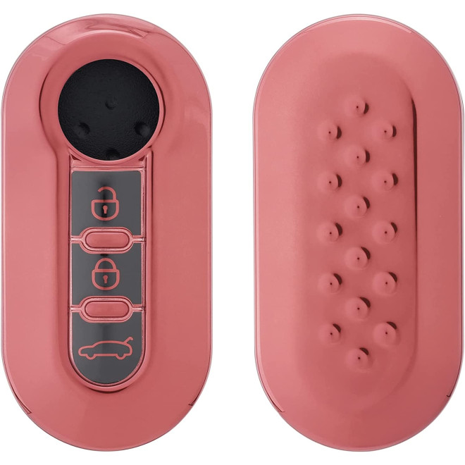KW Θήκη Κλειδιού Fiat Lancia - Σιλικόνη - 3 Κουμπιά - Flip Key - Rose Gold High Gloss