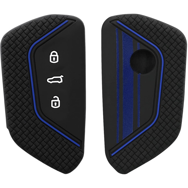 KW Θήκη Κλειδιού VW Golf 8 - Σιλικόνη - 3 Κουμπιά - Rally Stripe / Blue / Black