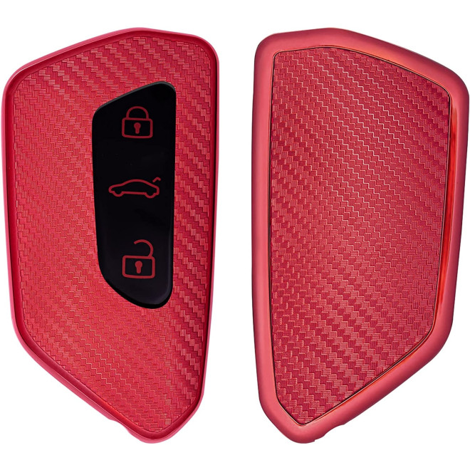 KW Θήκη Κλειδιού VW Golf 8 - Σιλικόνη - 3 Κουμπιά - Smart Key - Carbon Red