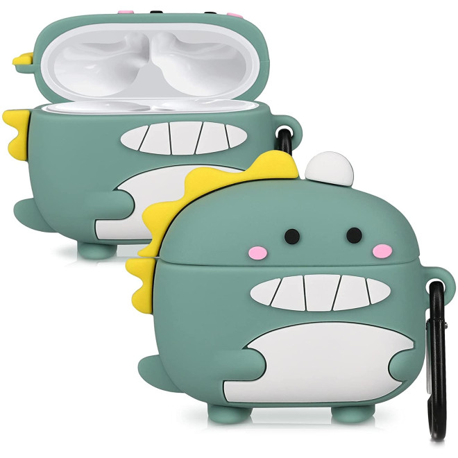 KW Θήκη Σιλικόνης για Huawei Freebuds 4i - Cute Dinosaur / Turquoise / White / Yellow