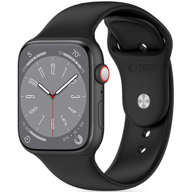 Λουράκι Apple Watch SE/10/9/8/7/6/5/4 (42/41/40mm) - Tech-Protect Silicone Σιλικόνης - Black