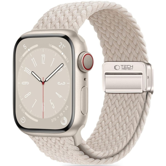 Λουράκι Apple Watch SE/11/10/9/8/7/6/5/4 (42/41/40mm) - Tech-Protect NylonMag Ελαστικό - Natural Titanium