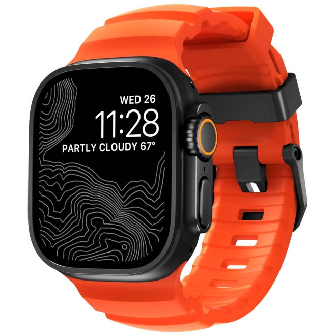 Λουράκι Apple Watch Ultra2/Ultra1/SE/10/9/8/7/6/5/4 (49/46/45/44mm) Nomad Rocky Point Band Αδιάβροχο FKM & Τιτάνιο Magma / Black
