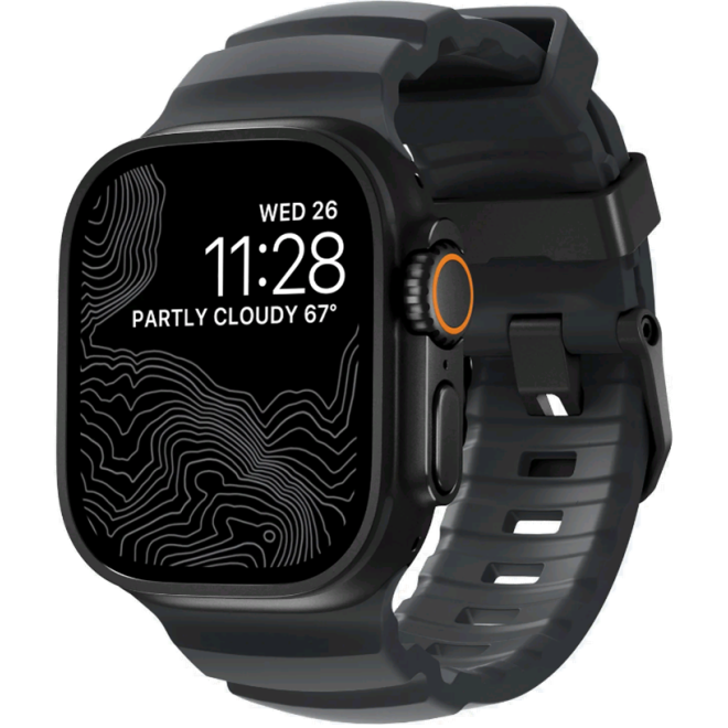 Λουράκι Apple Watch Ultra2/Ultra1/SE/10/9/8/7/6/5/4 (49/46/45/44mm) Nomad Rocky Point Band Αδιάβροχο FKM & Τιτάνιο Storm / Black