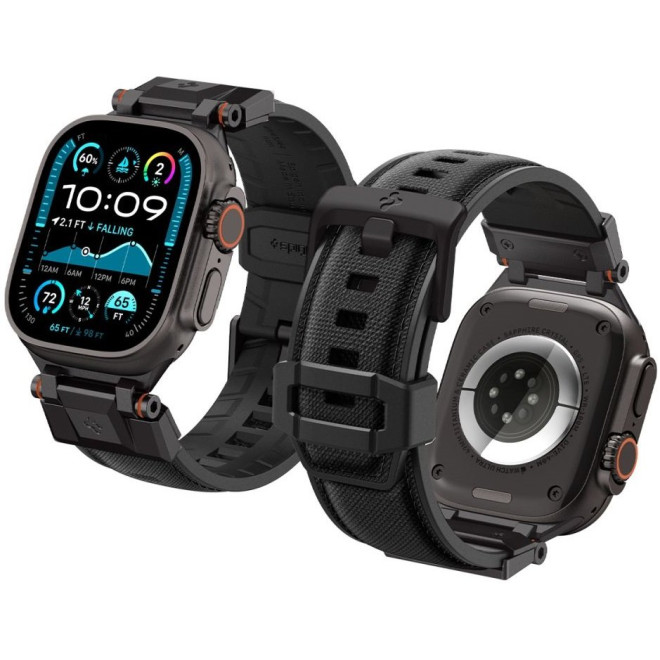 Λουράκι Apple Watch Ultra/SE/11/10/9/8/7/6/5/4 (49/46/45/44mm) Spigen DuraPro Armor Σιλικόνης Black Edition