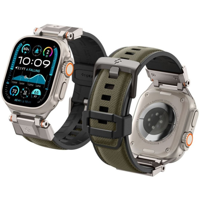 Λουράκι Apple Watch Ultra2/Ultra1/SE/10/9/8/7/6/5/4 (49/46/45/44mm) Spigen DuraPro Armor Σιλικόνης Military Green