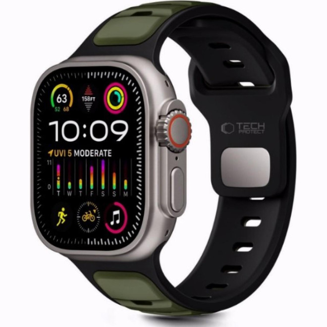 Λουράκι Apple Watch Ultra/SE/11/10/9/8/7/6/5/4 (49/46/45/44mm) Tech-Protect Iconband Line Σιλικόνης Black / Green