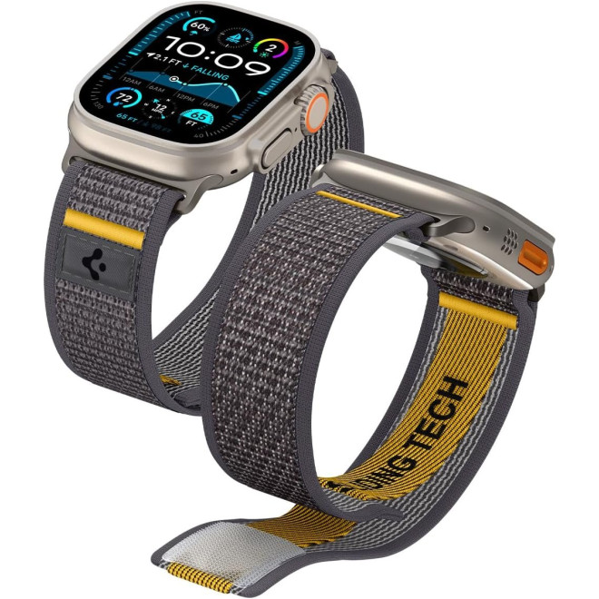 Λουράκι Apple Watch Ultra2/Ultra1/SE/10/9/8/7/6/5/4 (49/46/45/44mm) Spigen Athelx Air Υφασμάτινο Active Grey 