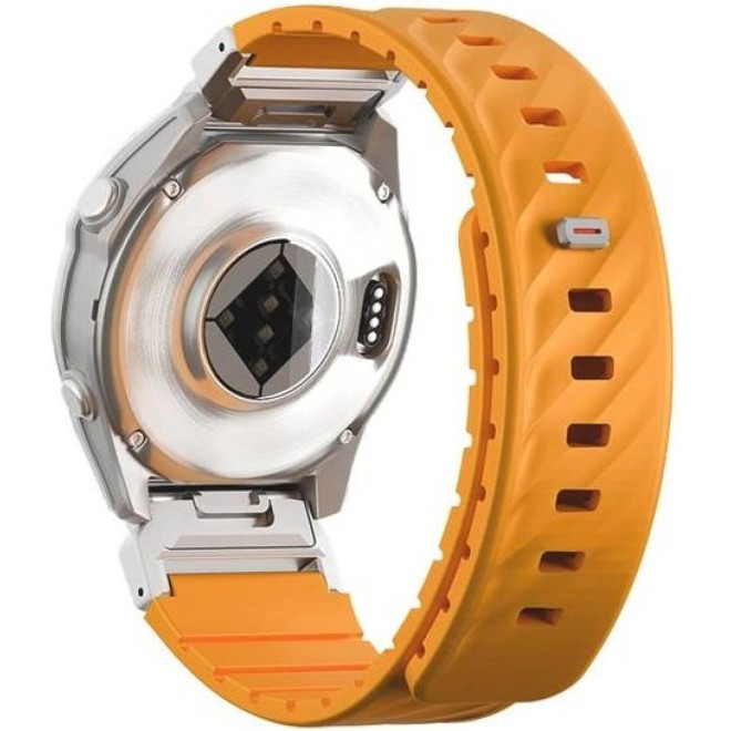 Λουράκι Garmin Watch 26mm Uniq Fluo από Αδιάβροχη Σιλικόνη & Ανοξείδωτο Ατσάλι Pale Orange
