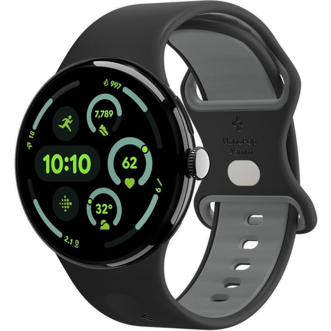 Λουράκι Google Pixel Watch 5 / 4 / 3 45mm Spigen Nano Pop από Premium Σιλικόνη Black Sesame