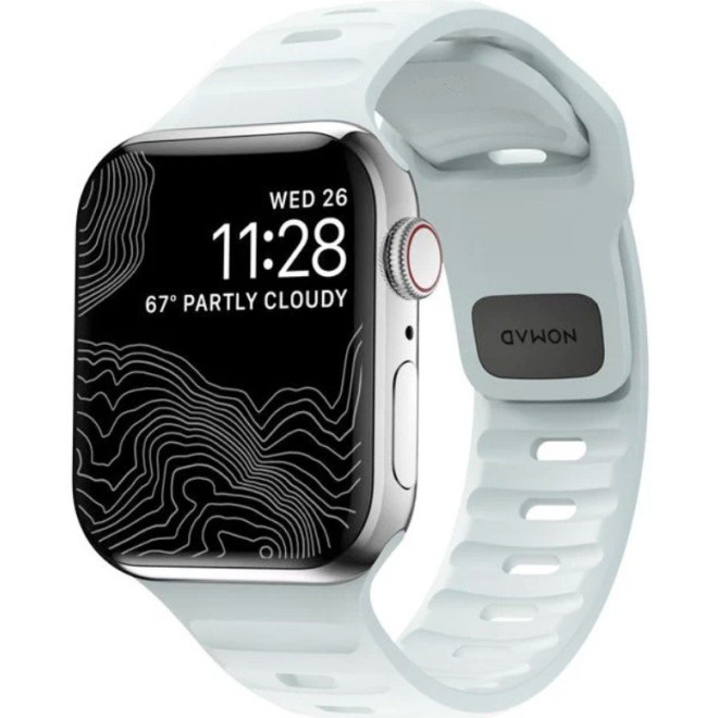 Λουράκι Nomad Sport Band Glow in the Dark Αδιάβροχο Φωσφορίζον Σιλικόνης Apple Watch SE/10/9/8/7/6/5/4 (42/41/40mm) Icy Blue Glow