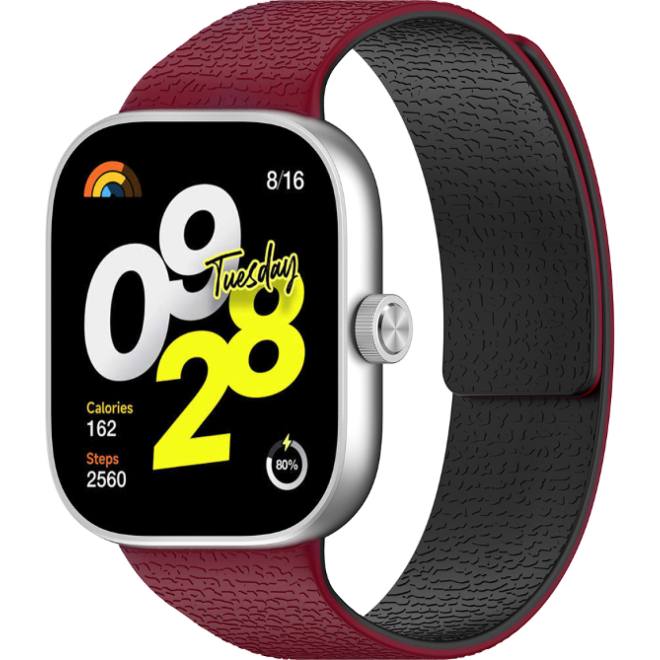 Λουράκι Xiaomi Smart Band 9 Pro / 8 Pro / Redmi Watch 6 / 5 / 4 Techsuit Watchband W016 Μαγνητικό Σιλικόνης Wine Red / Black