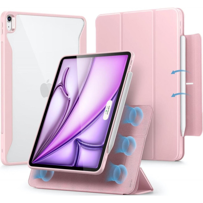 Μαγνητική Θήκη με Υποδοχή Apple Pencil - Apple iPad Air 13" 2025 / 2024 - ESR Rebound Hybrid 360 - Pink