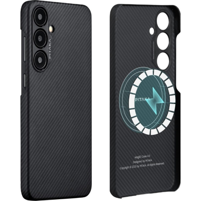 MagSafe Θήκη Aramid Fiber Body - Samsung Galaxy S24 - Pitaka MagEZ Case 4 - 1mm - 600D - Black / Grey / Twill