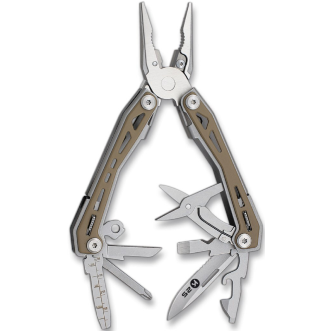 K25 Multi-Function Tactical Pliers Coyote Satin 11150 - Πολυεργαλείο / Πένσα με 9 Εργαλεία & Θήκη - Aluminium / Green