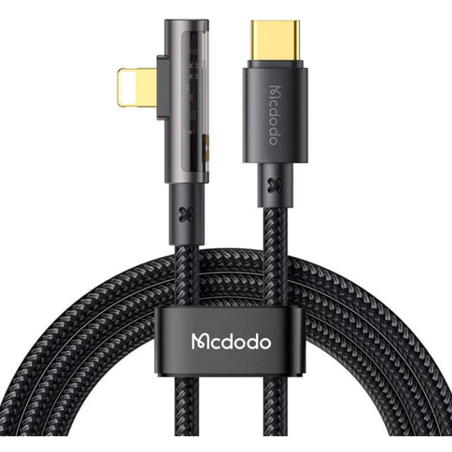 Mcdodo Prism - Καλώδιο Φόρτισης και Μεταφοράς Δεδομένων - Type-C σε Lightning Ορθή Γωνία - 36W - 180cm - Black