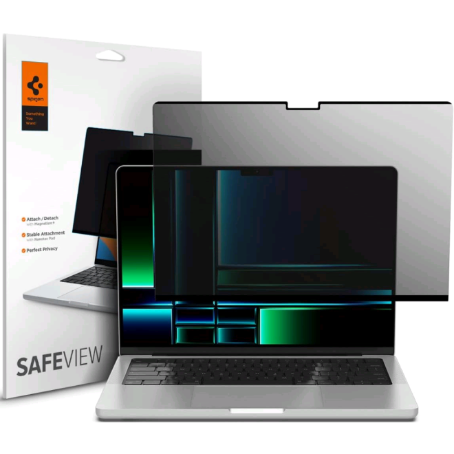 Μεμβράνη Προστασίας MacBook Pro 14" M3 2024 / M2 2023 / M1 2021 Spigen Safe View Μαγνητική Απορρήτου Οθόνης 