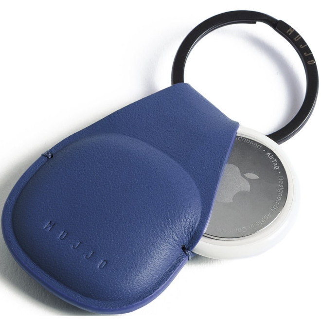 Mujjo Canopy - Δερμάτινη Θήκη / Μπρελόκ Apple AirTag - Monaco Blue