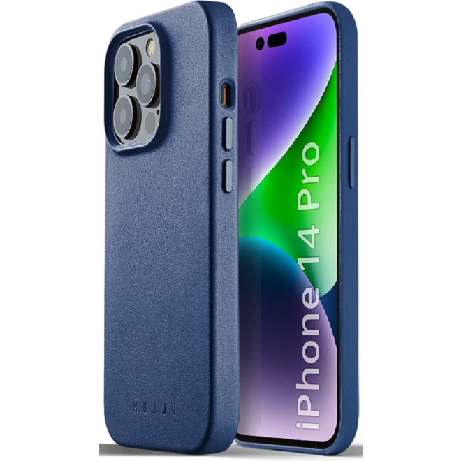 MUJJO Full Leather Case - Δερμάτινη Θήκη MagSafe - Apple iPhone 14 Pro - Blue