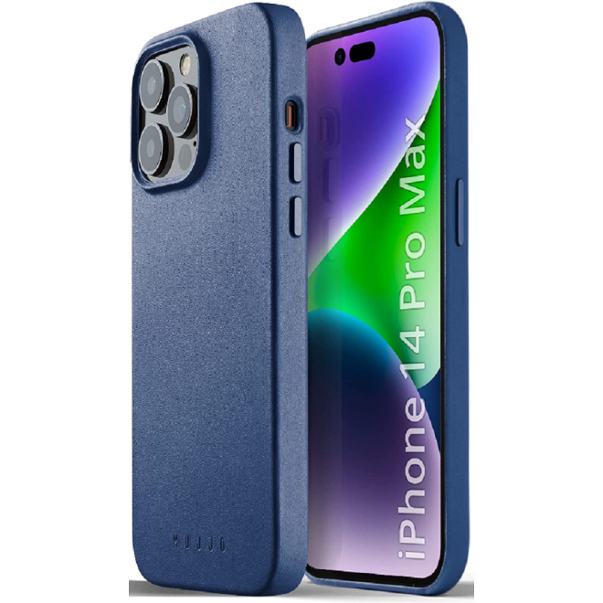 MUJJO Full Leather Case - Δερμάτινη Θήκη MagSafe - Apple iPhone 14 Pro Max - Blue