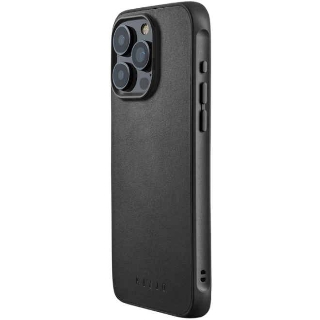 Θήκη iPhone 15 Pro Max MUJJO Shield Case Ανθεκτική Δερμάτινη με MagSafe Black