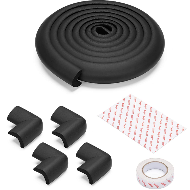 Navaris 3M Edge & Corner Protector - Σετ Προστατευτικά από Αφρό με Αυτοκόλλητα για Γωνίες και Επιφάνειες - 3m - Black 