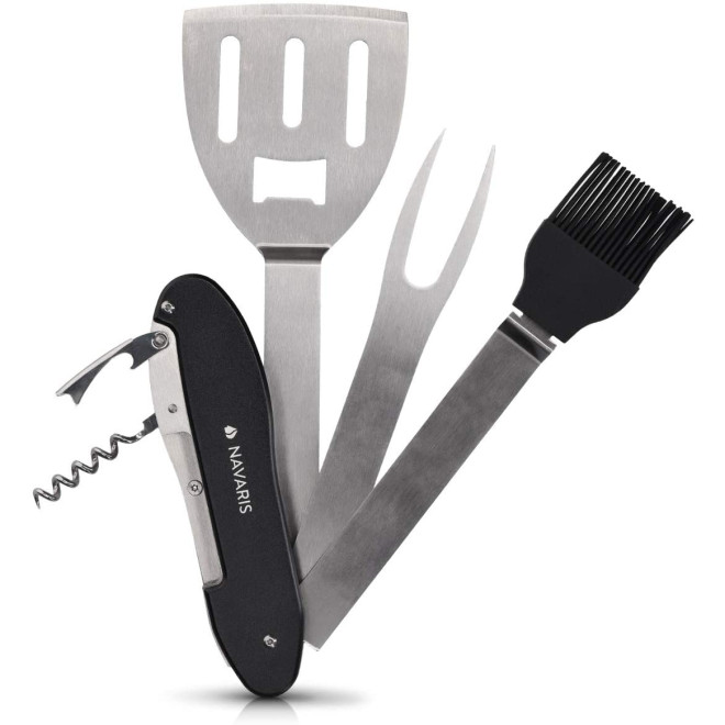 Navaris 5-in-1 BBQ Multitool - Πολυεργαλείο για BBQ - Black