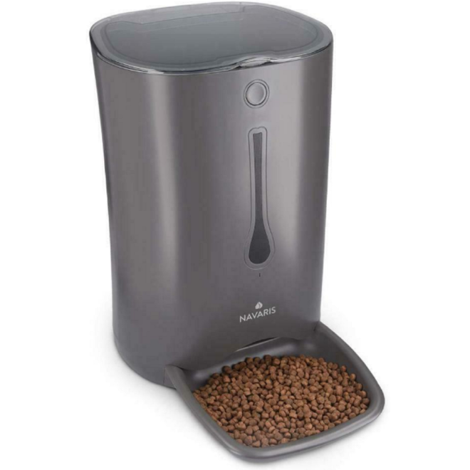 Navaris Automatic Pet Feeder with Timer - Αυτόματη Ταΐστρα Φαγητού με Χρονοδιακόπτη για Κατοικίδιο - 6L - Black