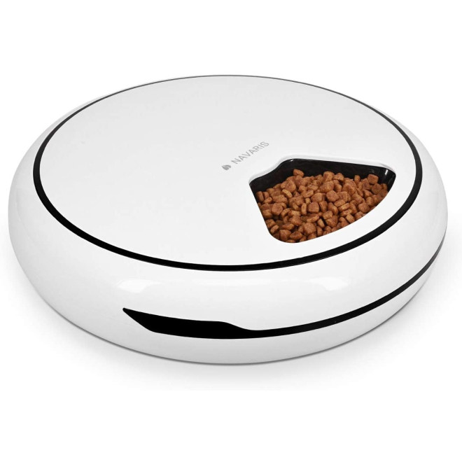 Navaris Automatic Pet Food Dispenser - Αυτόματη Ταΐστρα Φαγητού με Χρονοδιακόπτη για Κατοικίδια - White