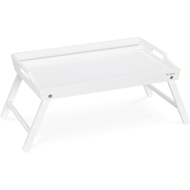 Navaris Bamboo Folding Serving Table - Ξύλινη Βάση από Μπαμπού / Δίσκος Πρωινού για το Κρεβάτι με Πτυσσόμενα Πόδια - White