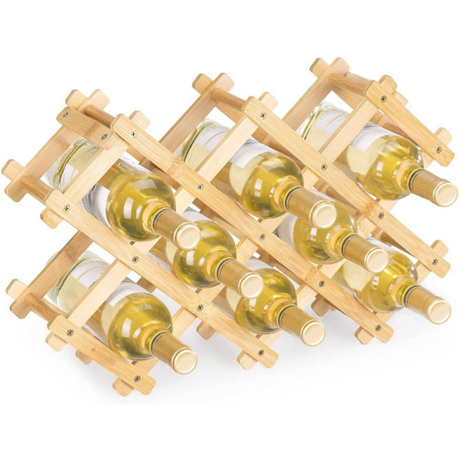 Navaris Bamboo Wine Rack - Ξύλινο Πτυσσόμενο Ράφι Ποτών από Μπαμπού - 8 Θέσεις - Light Brown