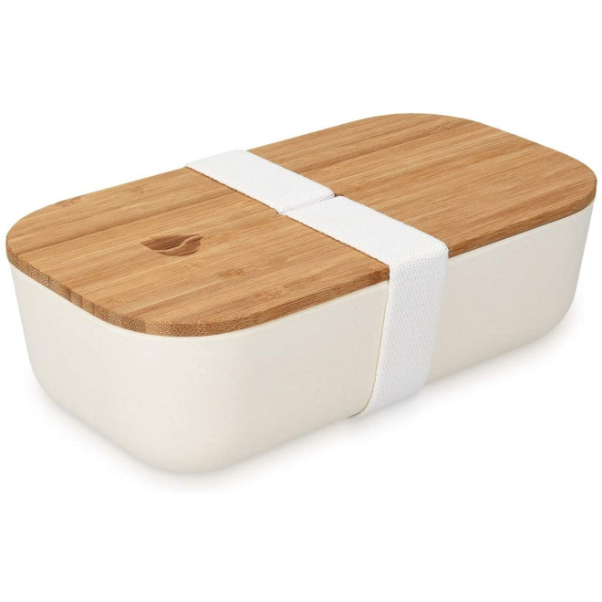 Navaris Bento Box with Bamboo Lid - Δοχείο Φαγητού με Καπάκι από Μπαμπού - 700mL - White