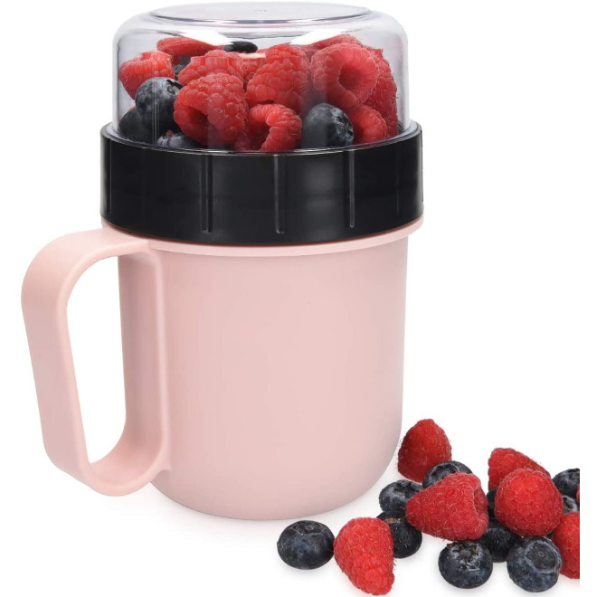 Navaris Breakfast To Go Cup - Φορητό Δοχείο Φαγητού - BPA Free - Pastel Pink