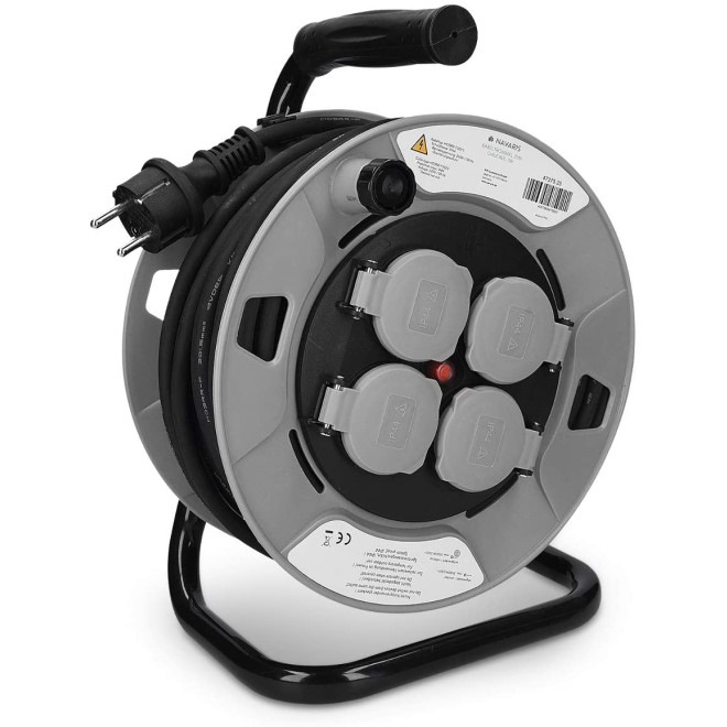 Navaris Cable Reel - Μπαλαντέζα με 4 Υποδοχές - 15m - Black
