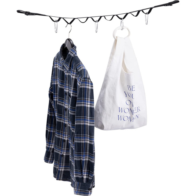 Navaris Car Clothes Hangers Strap - Ρυθμιζόμενη Κρεμάστρα Αυτοκινήτου / Ιμάντας για Ρούχα με 4 Γάντζους - Black