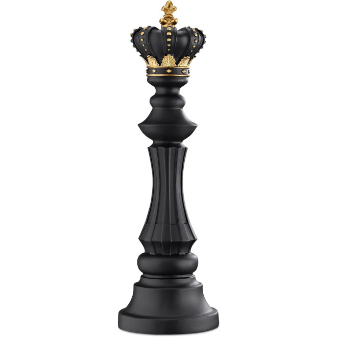 Navaris Chess Ornaments Statue Decor King - Διακοσμητικό Γλυπτό Σκακιού Βασιλιάς από Ρητίνη - 40.5 x 13 x 13 cm - Black King